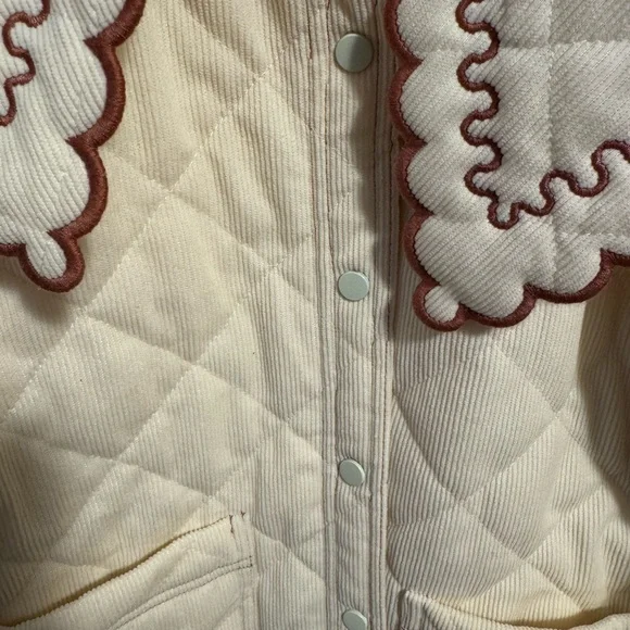 entro Cream Quilted Jacket with Brown Trim - Picture 6 of 7
